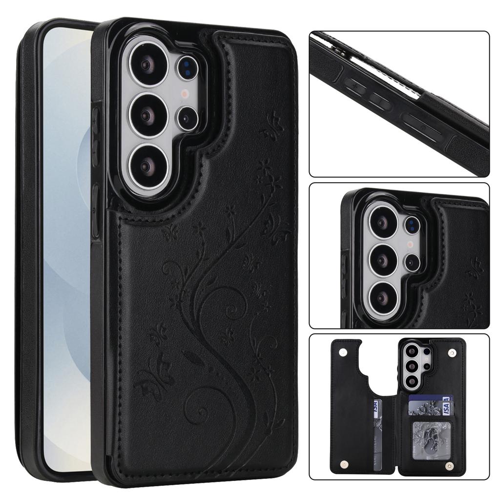 Emboss Flower Luxury Magnetic Cards Solt Wallet Leather Case for Samsung S26 Ultra Edge S25 Plus S24 S23 FE Note 20 Bag Cover