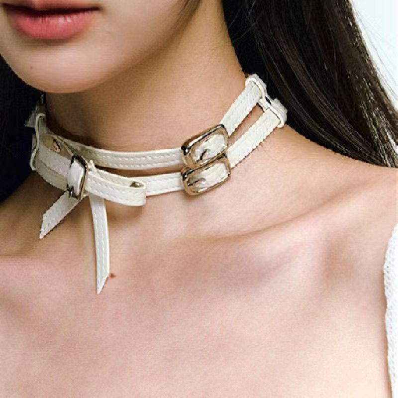 European and American cross-border y2k babes butterfly leather collar punk rock choker collarbone chain necklace foreign trade jewelry