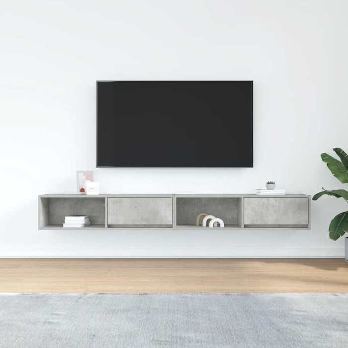 VidaXL Meubles TV 2 pcs gris béton 100x31x25,5 cm bois d'ingénierie, banc TV, meuble hifi, centre de divertissement, buffet 861479