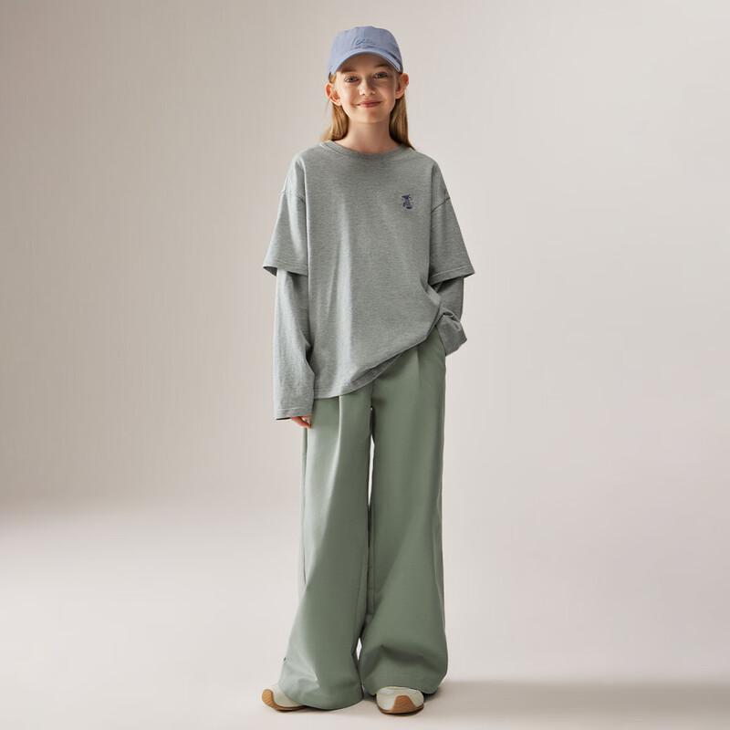 ELLE KIDS Girls  Fake Two-Piece Long Sleeve T-Shirt 130