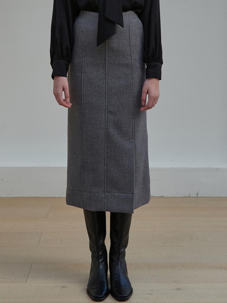 Eight Days A Week Wool Slit Skirt Charcoal Ad204