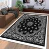 Paisley Bandana Black and White carpet Non-slip rug suitable for living room and bedroom sofas