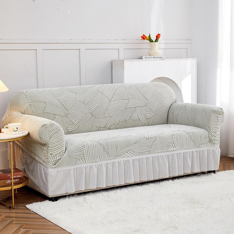 Premium 1pc Stretchy Sea Wave Sofa Slipcover - Non-Slip Four Seasons Universal Furniture Protector with Couch Cover Function for Bedroom