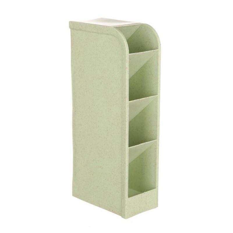 Office Shelves Wheat Straw Four Compartments Multifunctional Storage Box Kitchen Desk Pen Holder