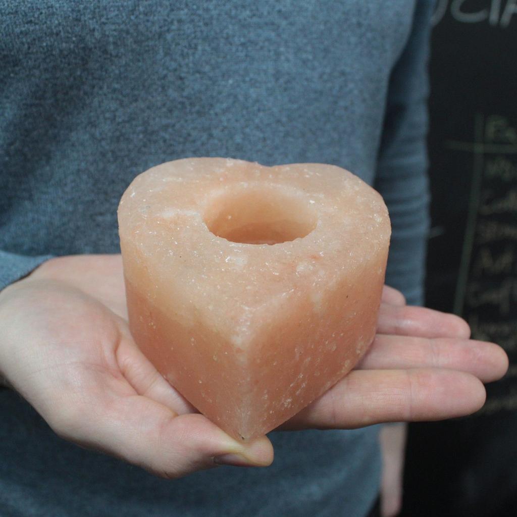 Himalayan Salt Heart Candle Holder - Medium