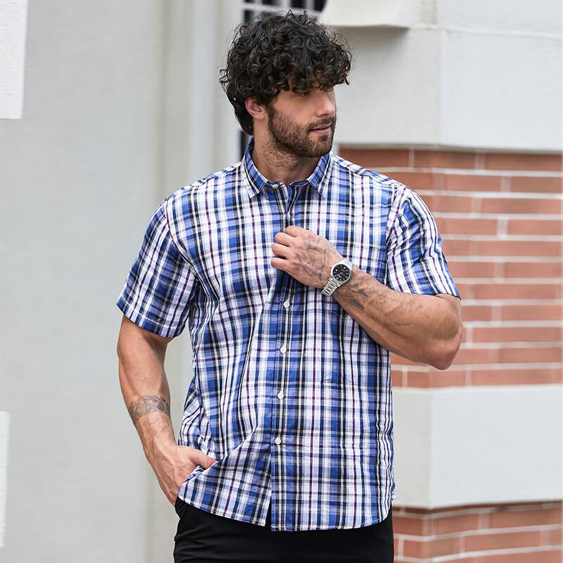 

Dibinze Men s Plus Size Short Sleeve Plaid Shirt 4XL
