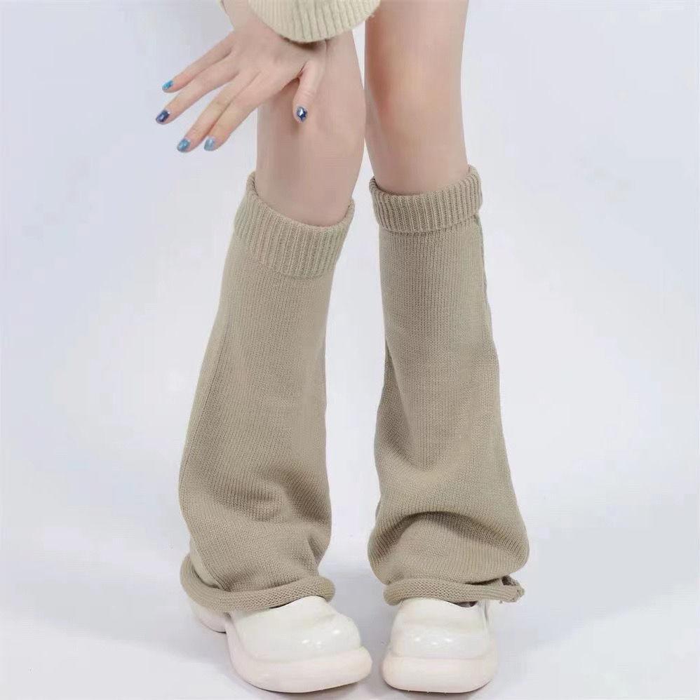 JK Style Solid Color Korean Mid Calf Socks Knit Leg Warmers Stacked Japanese Harajuku Thermal Student Socks Versatile Slouch Socks