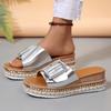 Fashion Plus Size 2025 Summer Women's Open Toe Slippers Hot Sale Buckle Platform Wedges rivet Sandals Outdoor Casual Daily Slippers