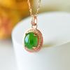 Hotan Jade S925 Silver Inlaid Jasper Egg Face Pendant for Women