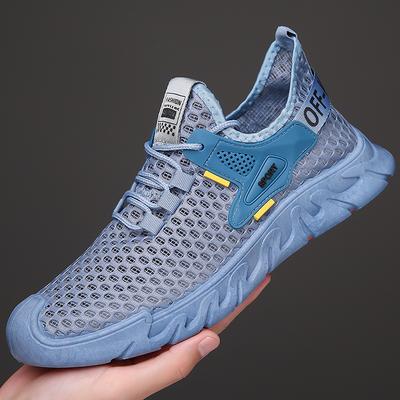 Large Mesh Men's Shoes Summer Breathable 2025 New Fly-woven Mesh Casual Shoes Men's Running Shoes Lace-up Sneakers