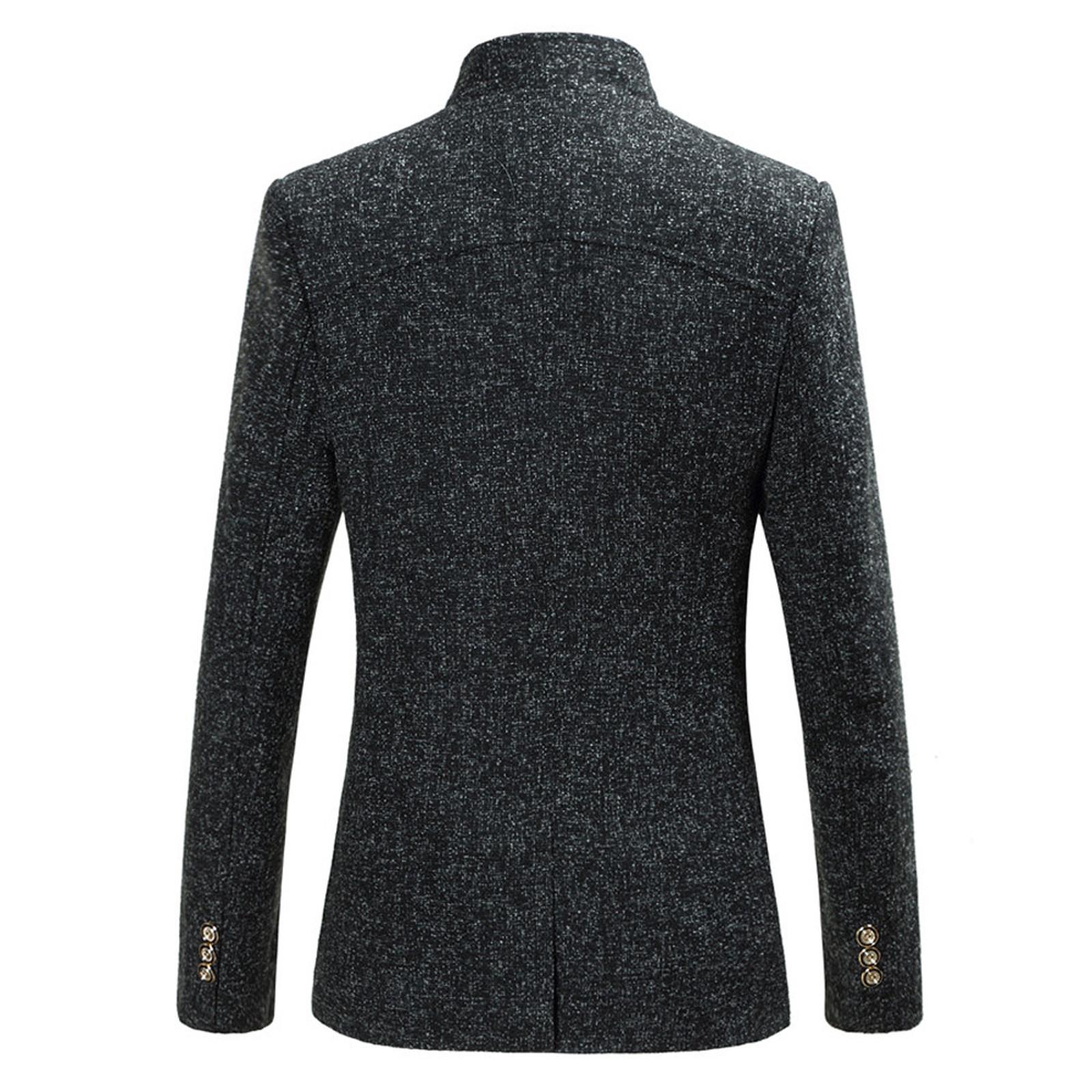 Мужской осенне-зимний однобортный костюм на пуговицах большого размера с длинным рукавом — фото 3