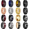 Fashion Men's 8mm Gold Color Groove Beveled Edge Tungsten Wedding Carbon Fiber Ring Punk Gear Wheel Stainless Steel Ring For Men