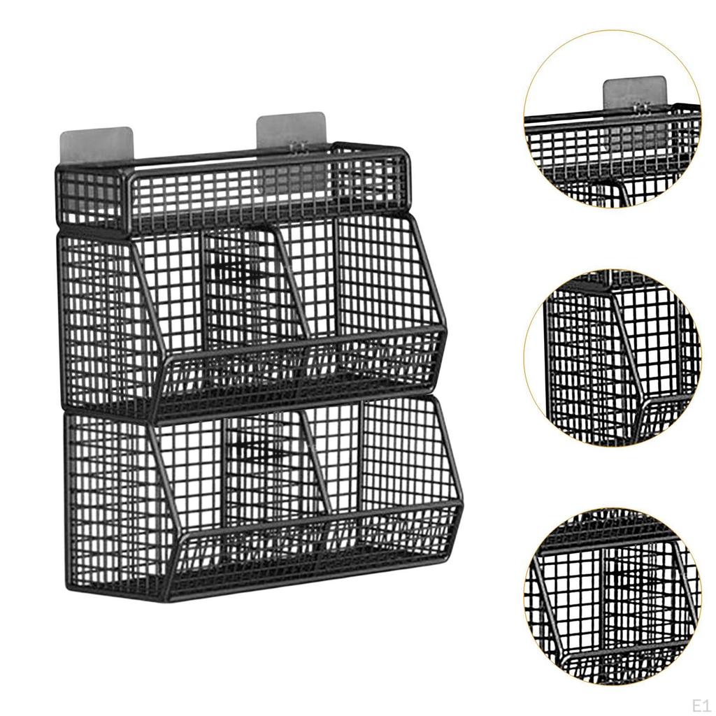 Hanging Kitchen Basket Fruit Four Grids Modern Lightweight Wall Mount Organizer for