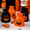 Holiday Decoration Accessories for Home 5 Pcs Halloween Treats Bag, Non-woven Fabric Pumpkin Candy Treat Bags Trick or Drawstring Snack Goodie