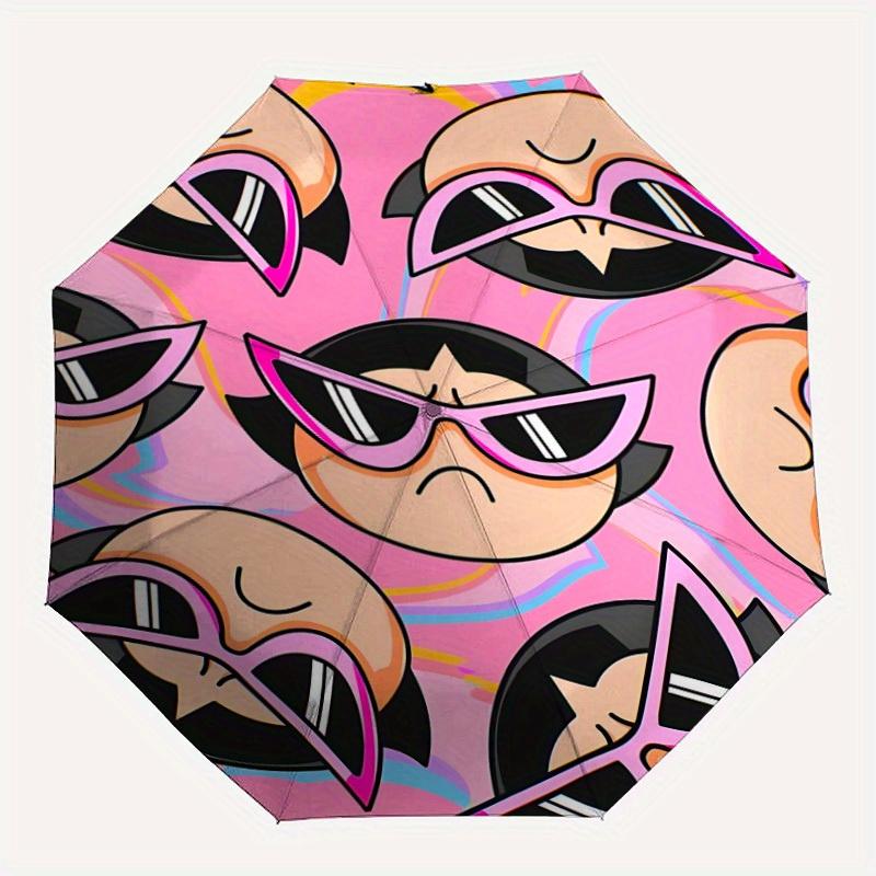 

1pc Powerpuff Girls Automatic Open/close Folding Portable Umbrella with 8-Rib Structure for Women/Men, All-Season Use a0901089