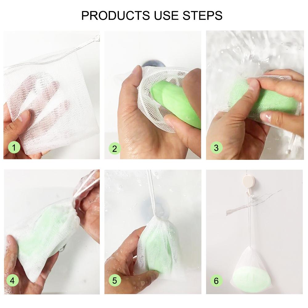 Soap Bag 10 Pack 9x12cm Mesh Foaming Net Soap Sack Bags Soap Saver Pouch Net Bags with Drawstring for Bath & Shower