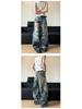 Women's Retro Graffiti Wide Leg Jeans - Casual Distressed Long Pants