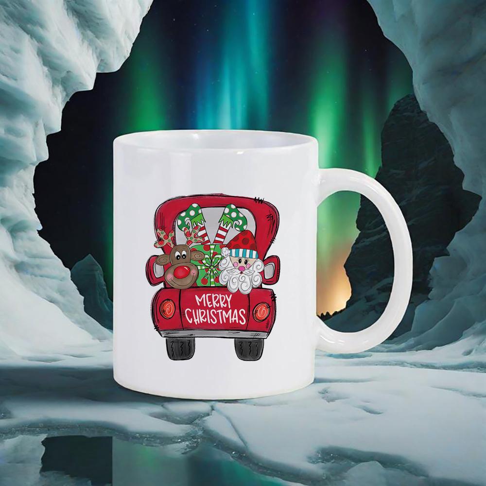 Coffee Mug Handwriting Merry Christmas Ceramic Mug Xmas Colors Love Water Cup For Milk Juice Cola Lovely Festive Gift Funny Cups