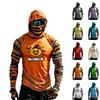 Men's Casual Hooded Long Sleeve Raglan Color-Block Sun Top with Halloween Print (Without Glasses)