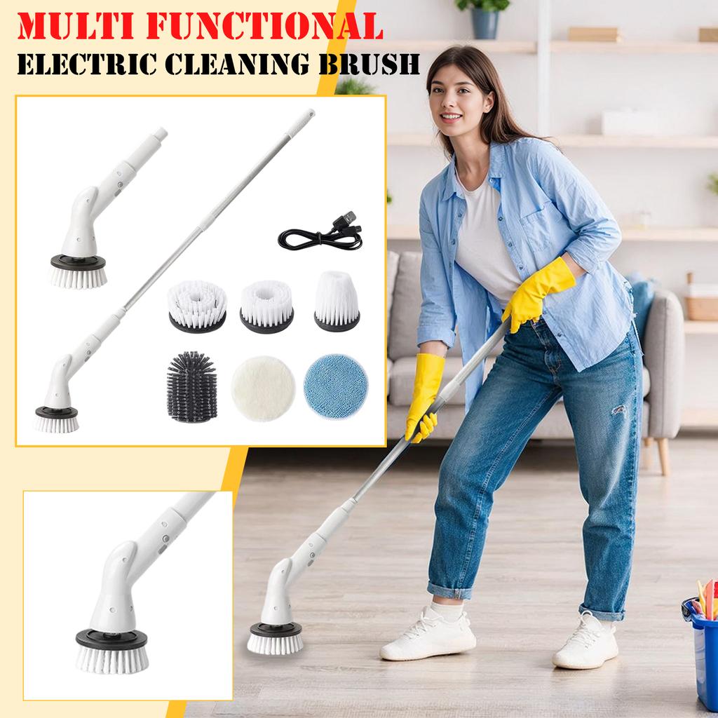 Wireless Multi-function Electric Cleaning Brush Long Handle Automatic Telescopic Cleaning Brush Bathroom Toilet Floor Seam