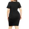 Womens Plus Size Dresses Ruffles Short Sleeve V Neck Ruched Wrap Dress Sexy Casual Wedding Guest Cocktail Dress