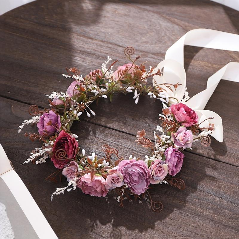 20cm Handgewebte Süße Windblumen Tanzaufführung Erwachsene Kinder Tragen Girlanden Stroh Braut Mädchen Kopfschmuck Accessoires