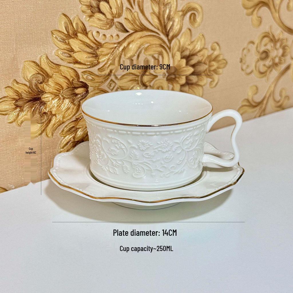 Retro European Style Ceramic Iced Americano and Latte Cup Set with Saucer