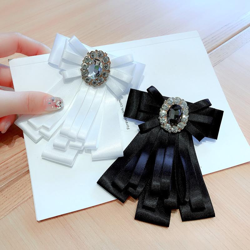 French Elegant Ribbon Bow Brooch Exquisite Black Bow Corsage Mourning Brooch Women Shirt Collar Pins Neckline Accessories