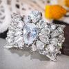 Huitan Luxurious Finger Rings for Women with Dazzling Cubic Zirconia Fashion Gorgeous  for Wedding Chic Noble Accessories