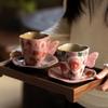 Vintage Håndmalt Keramikkrus, Retro Blomsterkaffekopp, Håndlaget Kunsttekopp for Hjemmekontor
