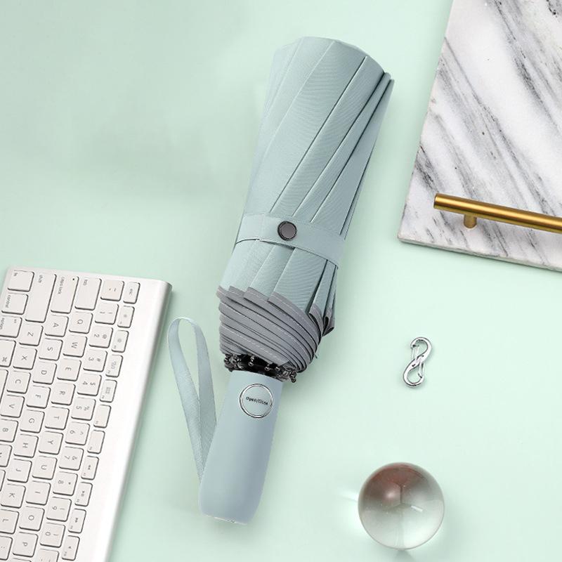 Fully Automatic 12 Ribs Umbrella Windproof Strong Big Folding Umbrella for Women Double Layer Golf Rain Umbrella