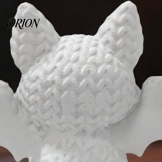 Festive Halloween Decor Ornament, Knitted Texture Bat Cat Design Figure, Bookshelf Ornament Mini Size Sculpture for Party Desk Shelf Desktop