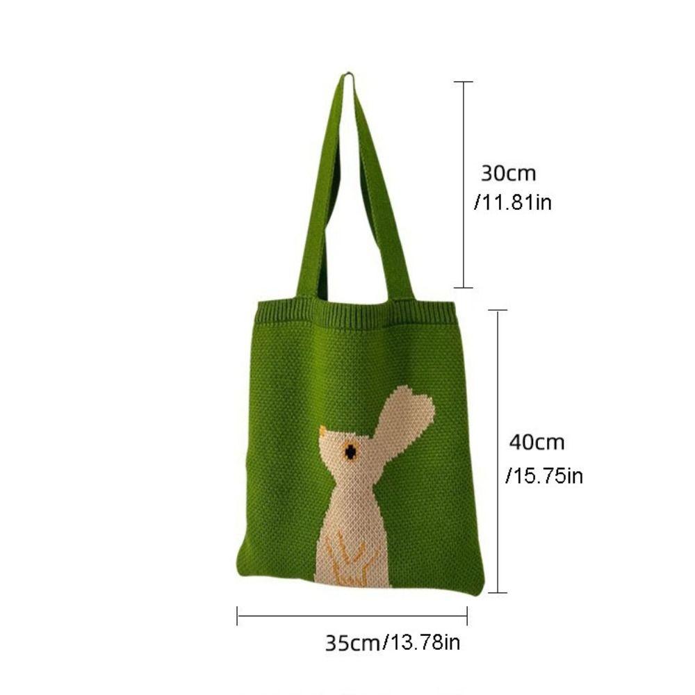 Animal Crochet Bag Handmade Knitted Tote Bag Fashion Rabbit Handbag  Shopping