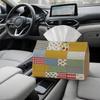 2D Flat 1pc Patchwork Pattern Decorative Tissue Box, Color Block Quilt Pattern Daily Tissue Storage Box for Home, for Party, Kitchen And Bathroom, Per