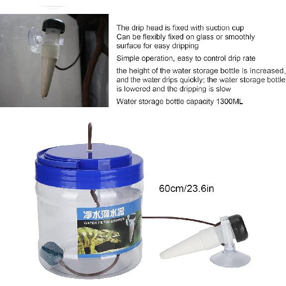 LAJS Reptile Water Dripper, Drip Irrigation Tool Accessories 1300ML for Geckos/Lizards/ for Pet Home
