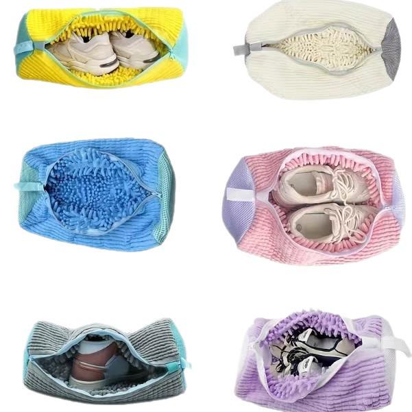 Thickened Reusable Shoe Protection Bag for Washing Machines - Chenille Mesh Cleaning Bag