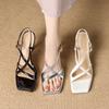 Fashion Buckle Strap Women's Shoes Silver 2025 Sandals Espadrilles Platform Open Toe Summer Heels New High Peep Ankle Girls Square Stile