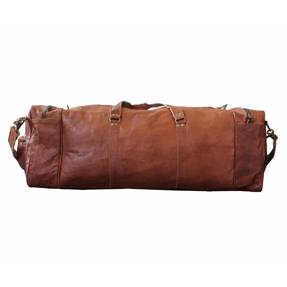 Real Brown Leather Duffle Bag Sports Gym Bag weekend Travel chokor Luggage