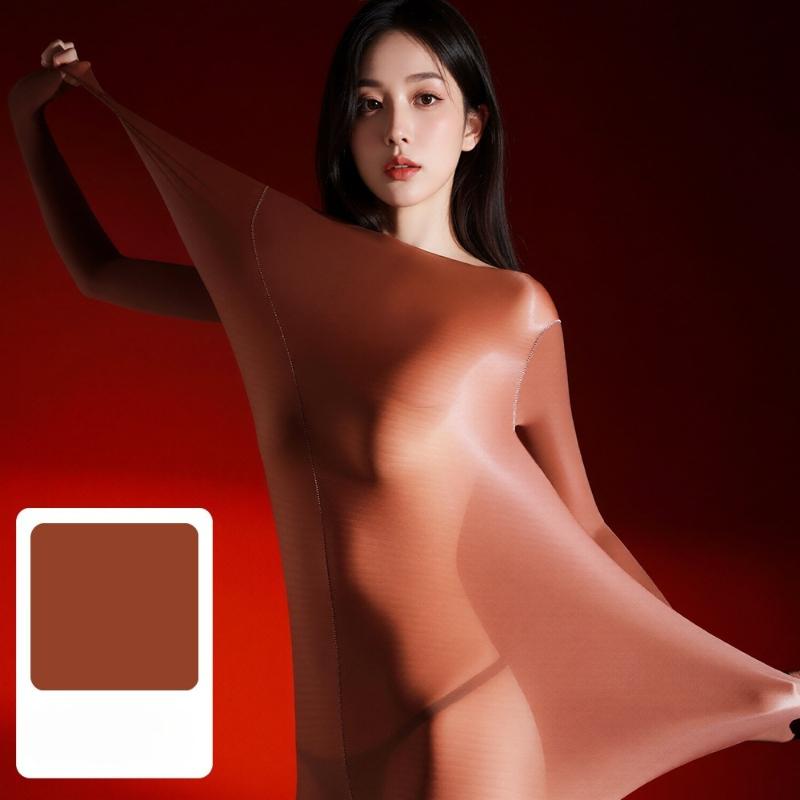 Stockings Jumpsuit Women Sexy Extra Large Thin Oil Shiny Glossy Pantyhose High Elastic Transparent Swimsuit Exotic Lingerie