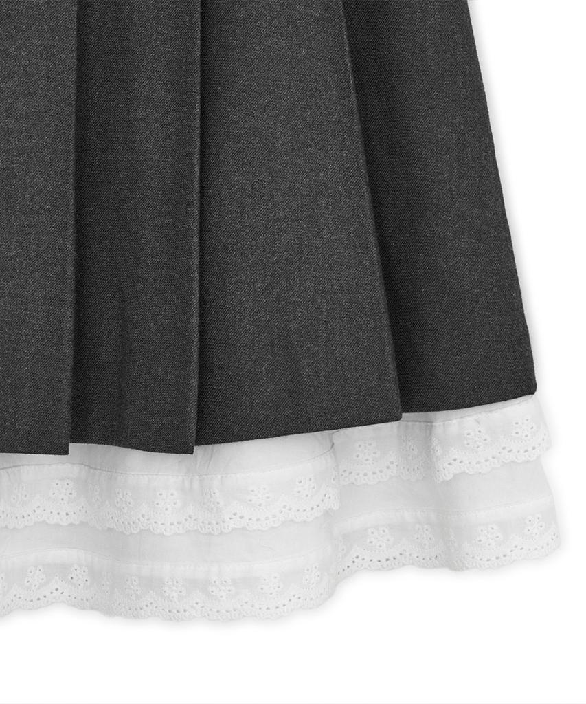 Hug Your Skin Slit Pleated Midi Skirt (Charcoal)