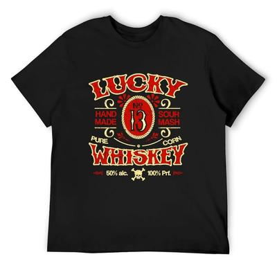 Lucky Whiskey, Distressed T-Shirt Custom Shirt Vintage Anime Shirt Vintage Clothes Summer Tops Men T Shirts High Quality