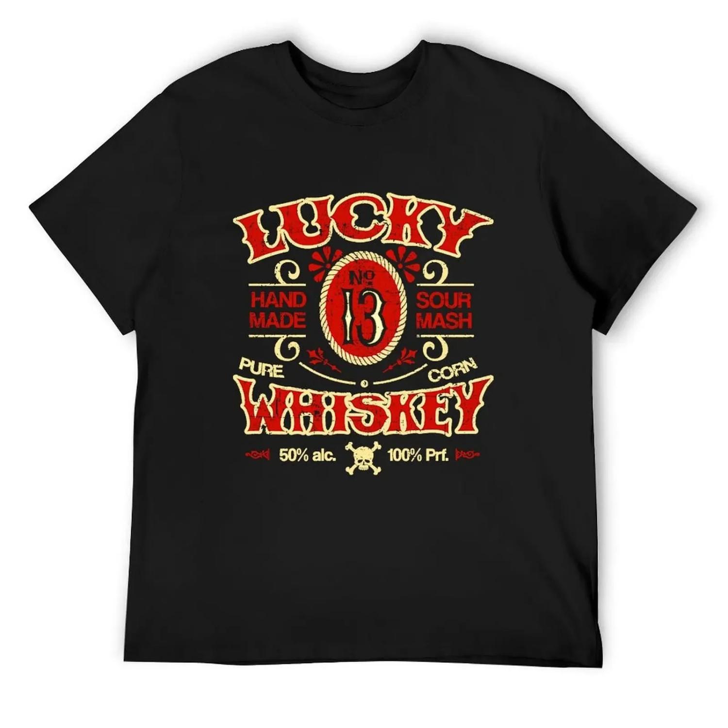 

Lucky Whiskey, distressed T-Shirt custom shirt vintage anime shirt vintage clothes summer tops men t shirts high quality XXXXXL чорний