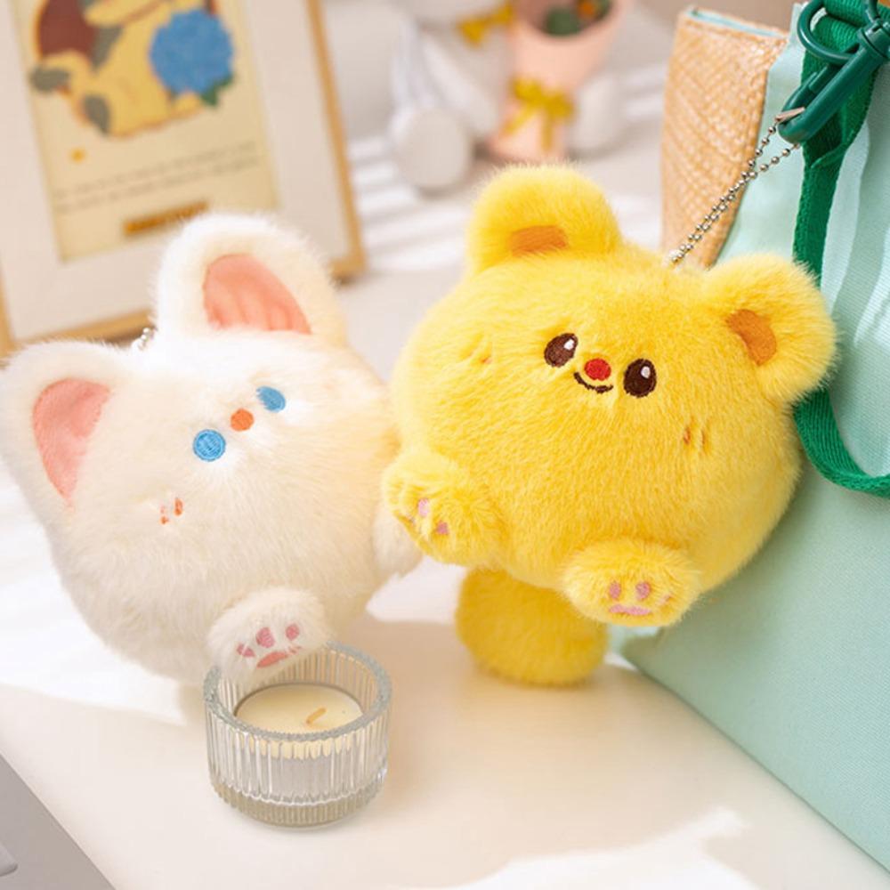 Raccoon Animal Plush Toy Keychain Butter Bear Puppy Plush Keyring Animal Doll Pendant  Best Gifts