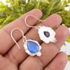 Dark Blue Cat's Eye Gemstone Earrings , 925 Solid Sterling Silver Designer Jewelry, Handmade Spiritual Earrings Gift For Sister