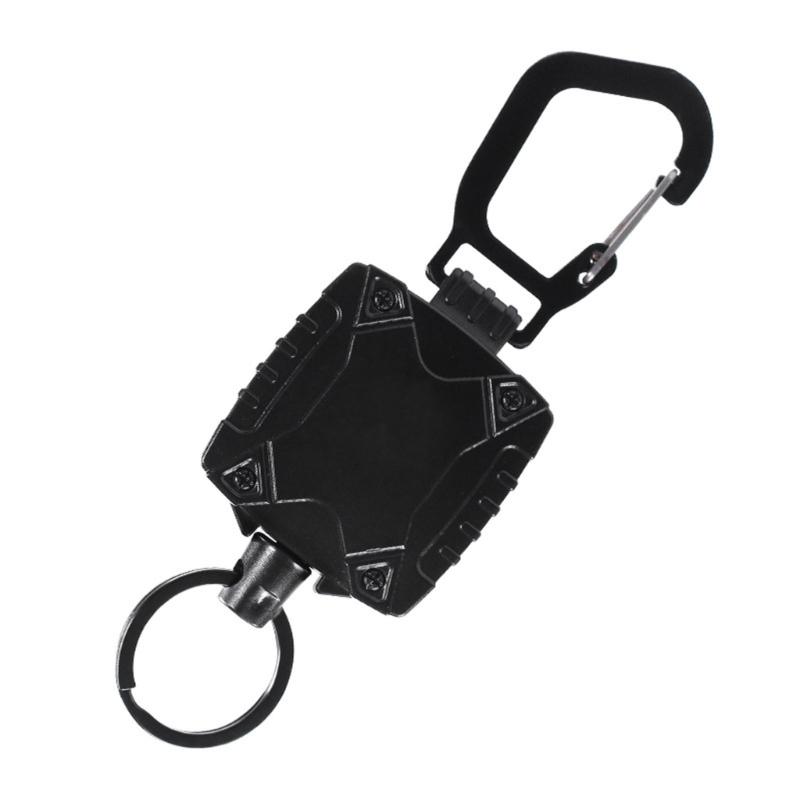 Retractable Keychain Heavy Duty Badge Holder Reel with Belt Clip 23'' Steel Wire Cord Heavy Duty Carabiner Key Holder