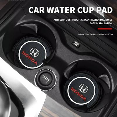 1/2Pcs Car Coasters Water Cup Slots Non-Slip Mat For Honda CITY CIVIC V Mugen Pilot Type R Type S Si Insight Auto Accessories