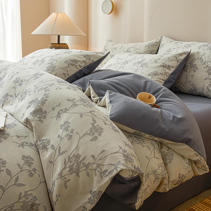 2025 Style Pure Cotton Double Gauze Flannel Bedding Set - Winter Duvet Cover and Bed Sheet, 100% Cotton