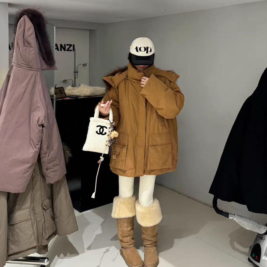 Yuyan winter new white duck down big fur collar medium and long women's tooling thickened parker down jacket women's coat