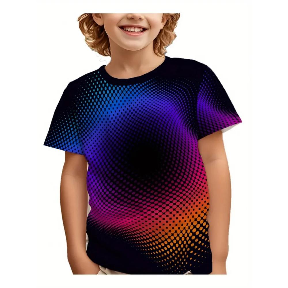 Children's Clothing T-Shirts for Boys Moon Pattern 3D Print Streetwear Short Sleeved Tops Quick-Drying T-Shirts for Children