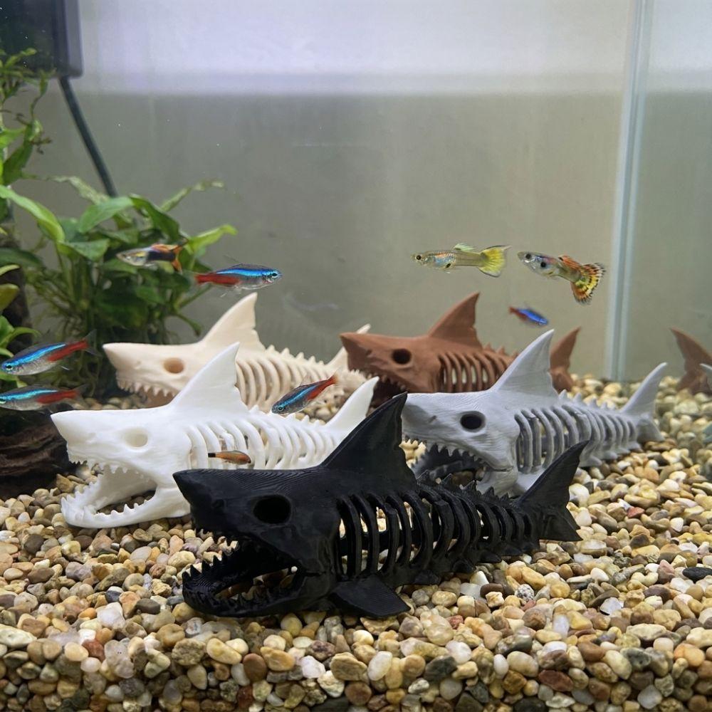 Skull Replica Shark Skeleton Hideaway House Unpainted Aquarium Underground Cave  Fish Tank